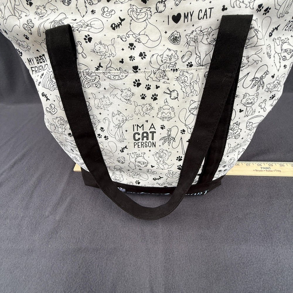 Disney Tote Bag Womens Large White Cat Print Disneyland Resort Cheshire Canvas - Picture 5 of 13